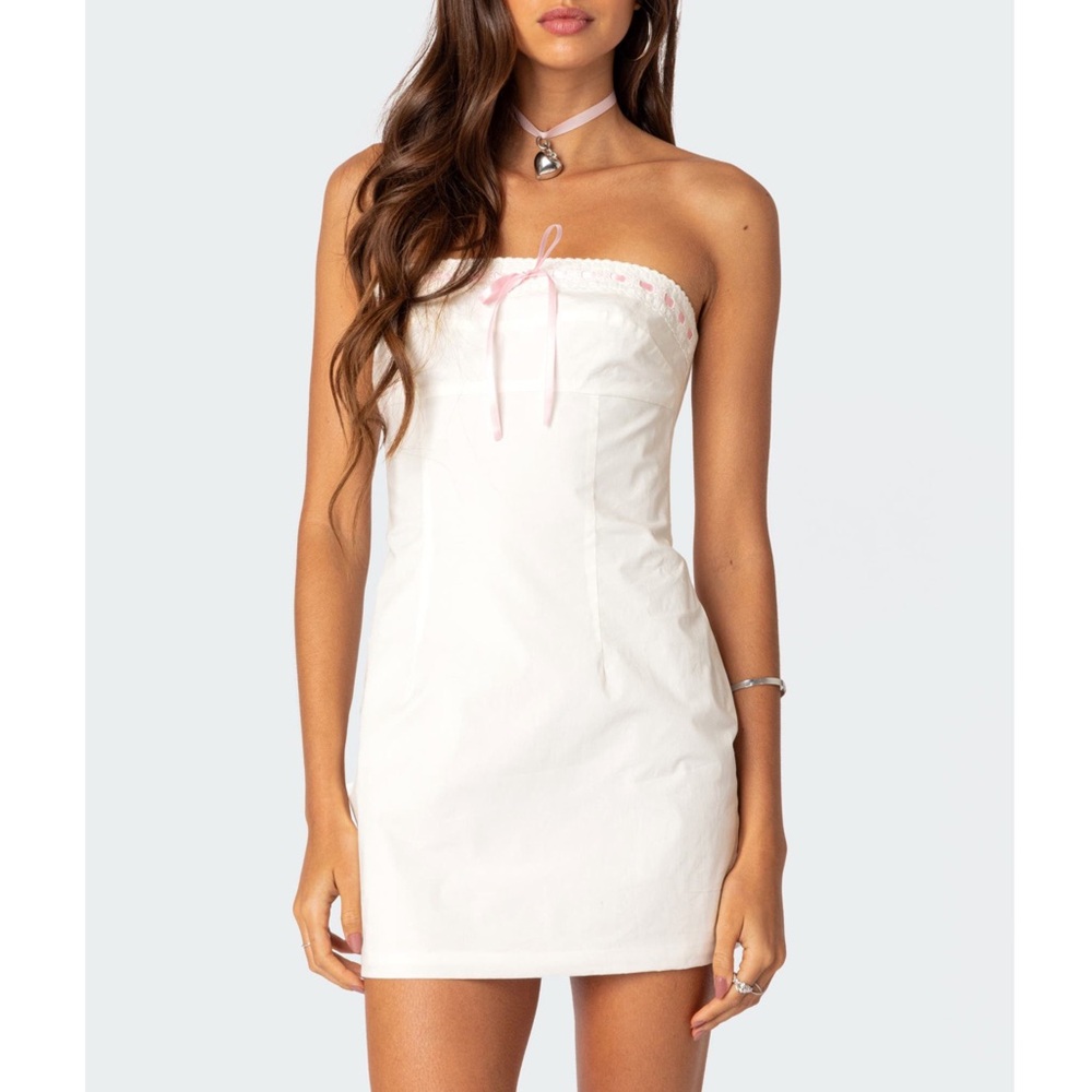 Edikted Strapless Cotton Poplin Mini Dress